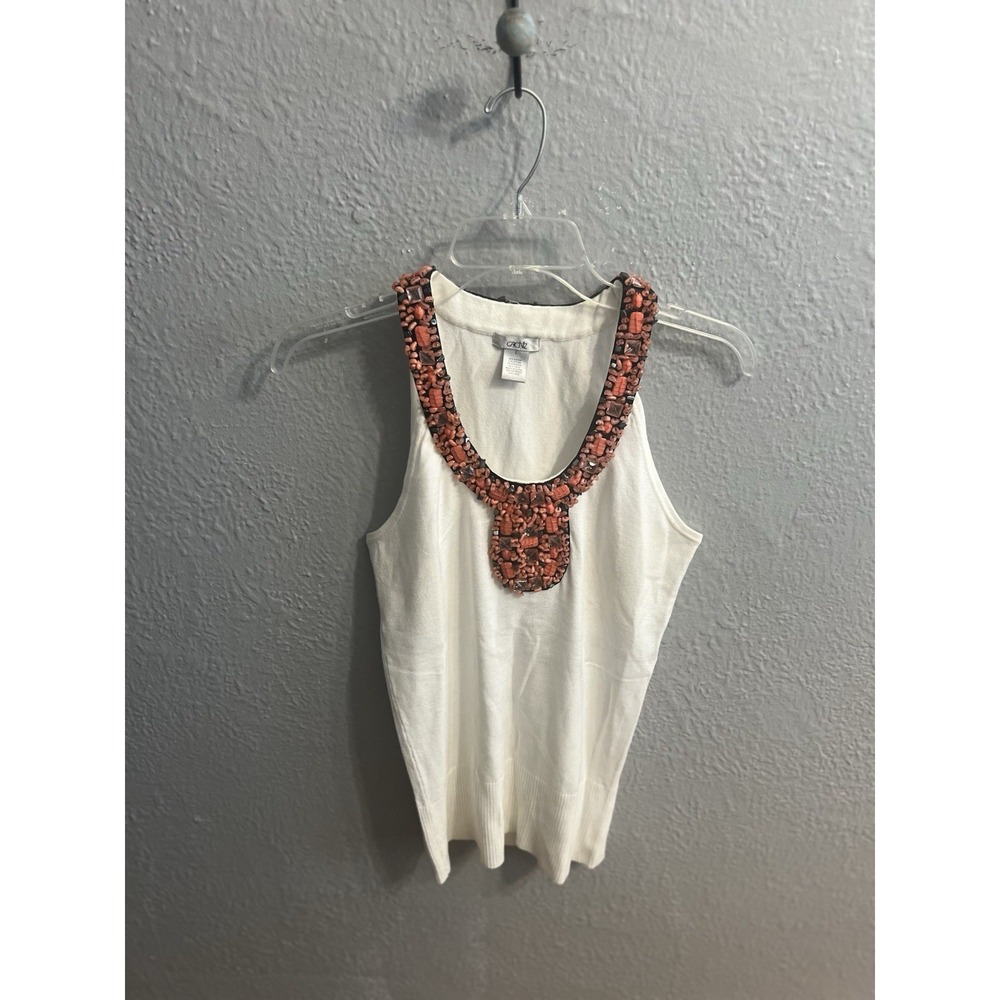 Women Cache Sleeveless‎ White Sweater Size Small